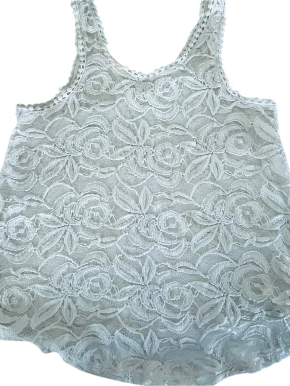 Lace Floral Tank Top Off White Layering Piece